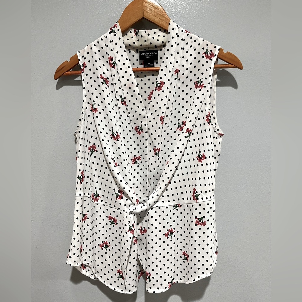 Liz Claiborne polka dot sleeveless blouse